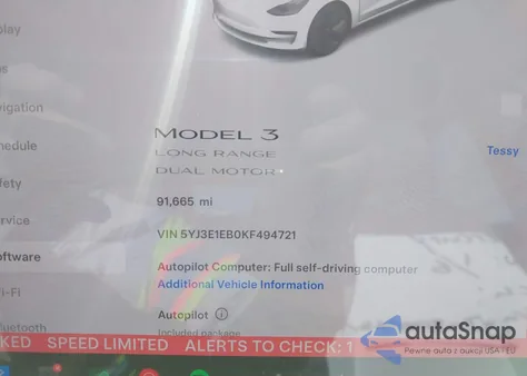 2019 Tesla Model 3 Long Range/Performance from USA, damaged, VIN 5YJ3E1EB0KF494721